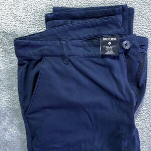 True Classic Men's Blue Casual Stretch Knit Dress Pants Everyday Comfort Outdoor